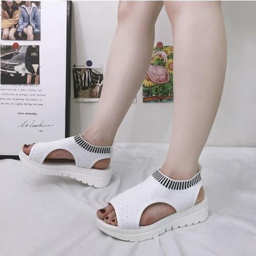 Flying woven sports sandals womens summer new casual shoes large size set feet shoes women 2021