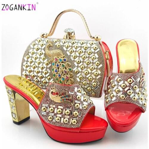 Fashion Hot Selling Coral Color Italian Designer Lady Shoes And Bag Set To Match Italian Party Shoes With Matching Bags Set