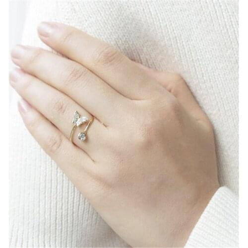 Fashion cute set auger small butterfly annular ring rings for women and color