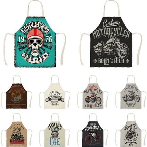 Motorcycle skull pattern Men kitchen apron goods for home kitchen customizable apron House cleaning For home and kitchen barista
