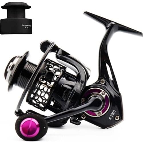 GLS Newest 1000-4000 Series High Quality Spinning Reel 10+1BB With Spare Spool 5.2:1 Gear Ratio Purple/Gold/Red Fishing Wheel