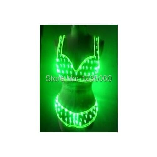 New Sexy Ballroom Costumes Women LED Clothes Luminous Bra Shorts Sexy Suit Female Singer Stage Performance Sets Growing Costume