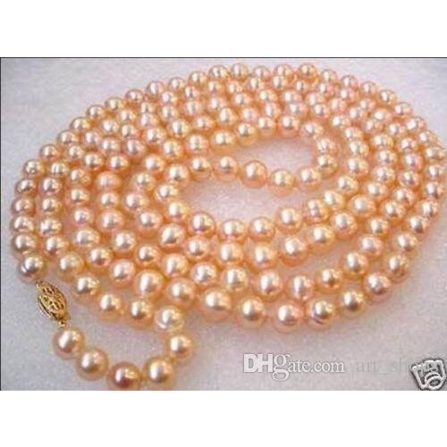 50" Charming 8-9mm Freshwater culture pink pearl necklace>>> free shipping