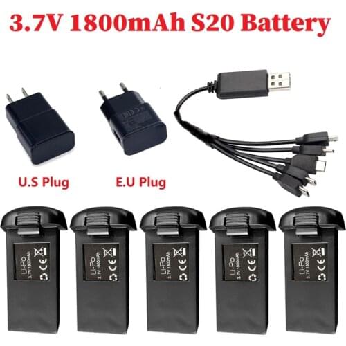 Original 3.7V 1800mAh Lipo Battery with 5 in1 charger For S20 Drone RC Quadcopter Spare Parts for S20 dorne Rechargeable Battery