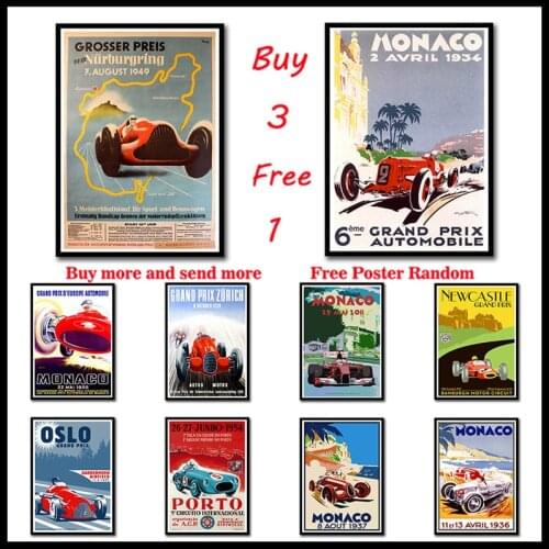 Super Racing Car Poster Motor White Coated Paper Poster Prints Wall Art Picture for Living Room Modern Office Painting Frameless