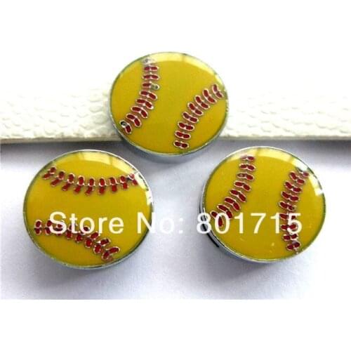 Softball 8mm slide Charms 100pcs zinc alloy fit wristband petcollar keychain wholesales
