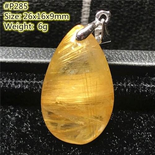 Top Natural Gold Rutilated Pendant Jewelry For Woman Man Water Drop Wealth Luck Gift Beads Gemstone Silver Crystal Stone AAAAA