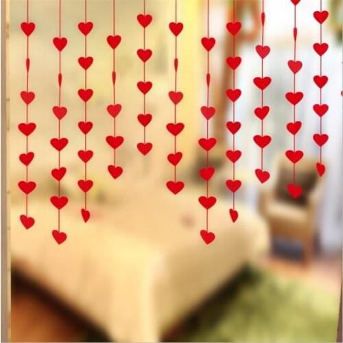 1sets(16pcs Love) 3M Non-woven Heart Pendant Curtain Garland Party Decoration Bridal Shower Wedding Decoration Home Decor-S