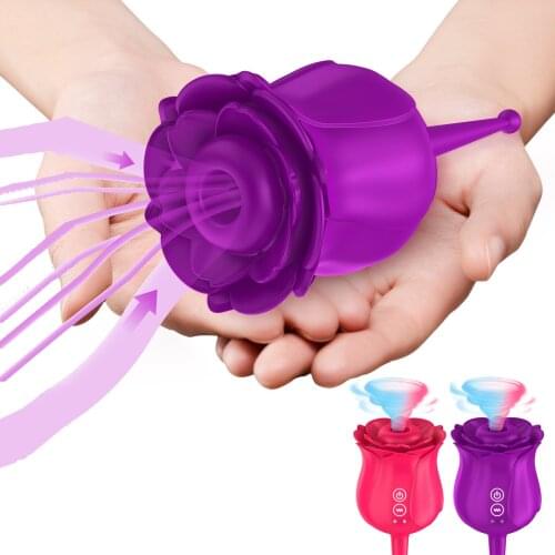 Rose Clitoris Sucking Vibrator with 5 Suction Charging Clit Licking Nipple Sucker 7 Speed G Spot Vibrator Sex Toys for Women