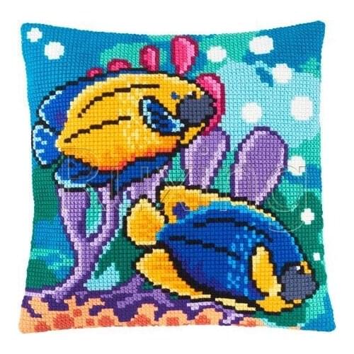 Fish Cushion Latch Hook Kit Pillow Mat DIY Craft 42CM 42CM Cross Stitch Needlework Crocheting Cushion Embroidery