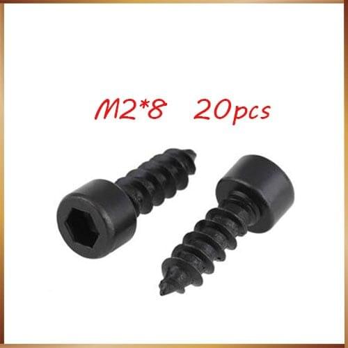 20pcs/lot Carbon Steel With Black M2*8 M2x8 Hexagon Socket Cap Head self tapping screw Model Screw