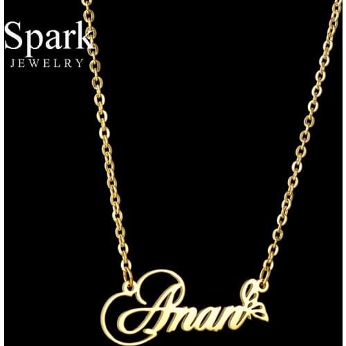 Spark Personalized Stainless Steel Gold Custom Name Necklace With Butterfly For Women Customized Letter Name Necklaces Gift