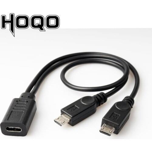 USB-C Y cable USB Type-c Female Connector to Dual Micro usb Male usbc 2.0 Splitter 1 Female to 2 Male Data Charge Extension Cord