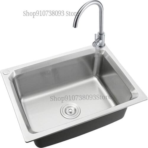 Thickened Kitchen 304 Stainless Steel Sink Single Trough Vegetable Basin Small House Type Wash Basin Balcony Coat Single Basin