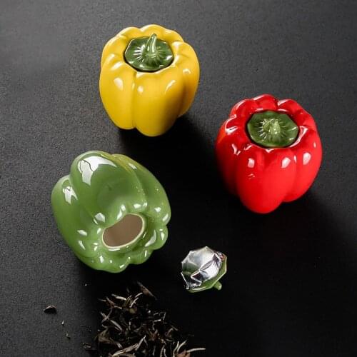 Pepper Shape Ceramic Tea Pot Ceramic Sealed Storage Tank Table Decoration Storage Containers Kitchen Seasoning Porcelain Jar#325