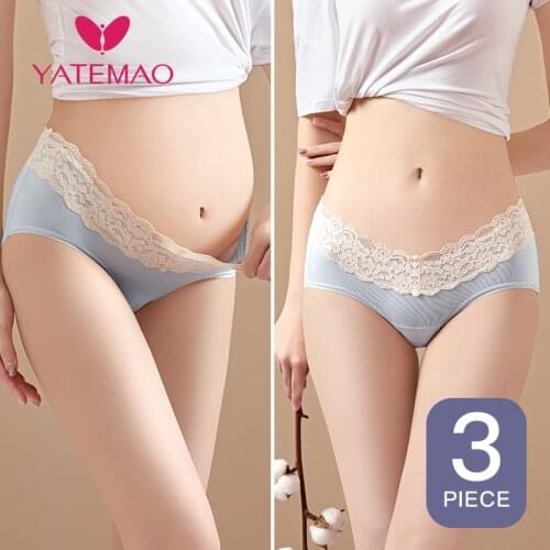 YATEMAO 3PCS/set Maternity underwear Pregnant panty Lace Design Low-waist Maternity panty