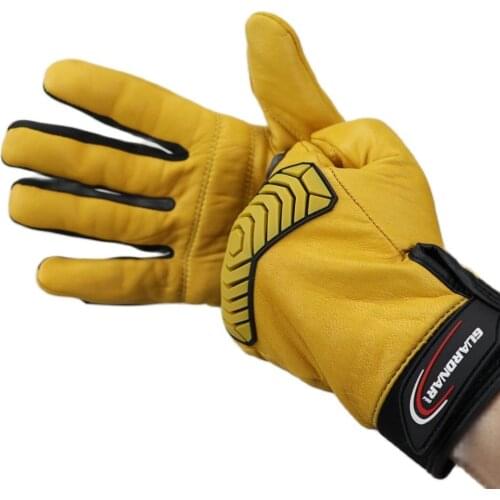 Yellow Men Motorcycle Gloves Goat Skin Multifunction TPR Protective Windproof Safety Leather Work HouseholdМотоцикльные перчатки