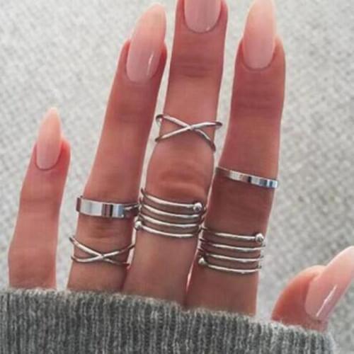 Set 2020 New Fashion Pop Glamour Gold And Ring Knuckle Set For Womens Ring 6 Piece Set Of Best Selling Ring Wholesale