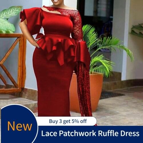 Plus Size Dresses Women Clothing Elegant Prom Wedding Party Dresses 2021 Year Hit African Ladies Evening Lace Summer Long Dress