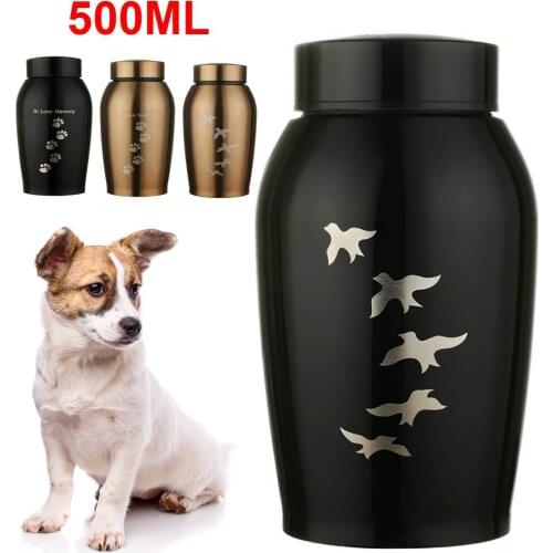 Gold/Black Stainless steel Urns Pets Dog Cat Birds Mouse Cremation Ashes Urn Keepsake Casket Columbarium Pets Memorials Dropship