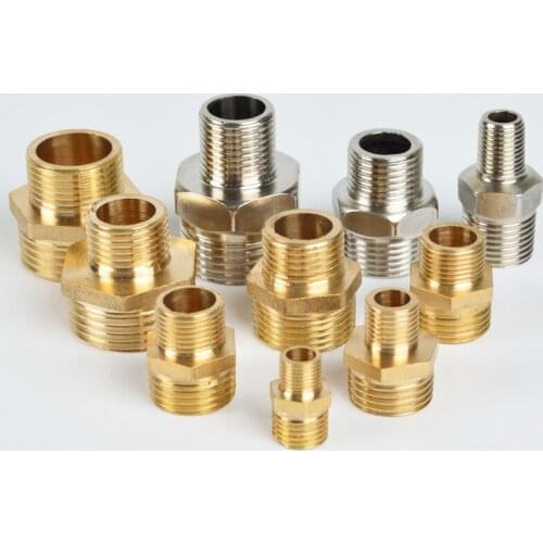 1/8 1/4 3/8 1/2 3/4 1 inch Reducing coupler thread pipe joint copper stainless steel tube connector changeable diameter joint