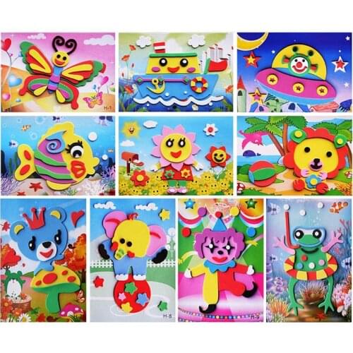 10 designs/lot DIY Cartoon 3D EVA Foam Sticker Puzzle Series Kids Multi-patterns Styles Toys for Children Birthday Gift