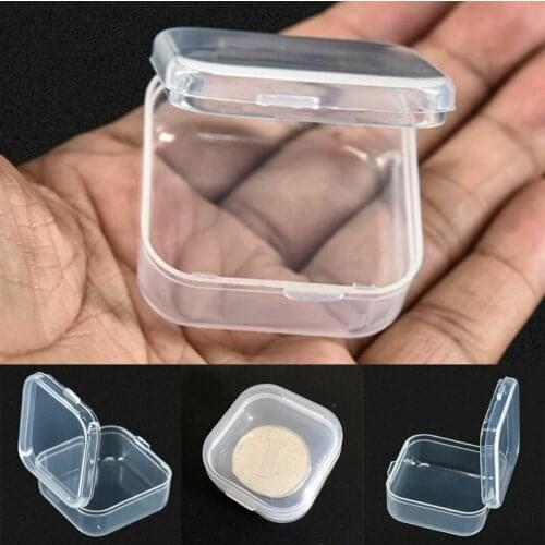 10Pcs Mini Clear Plastic Small Box Hook Jewelry Earplugs Container Storage