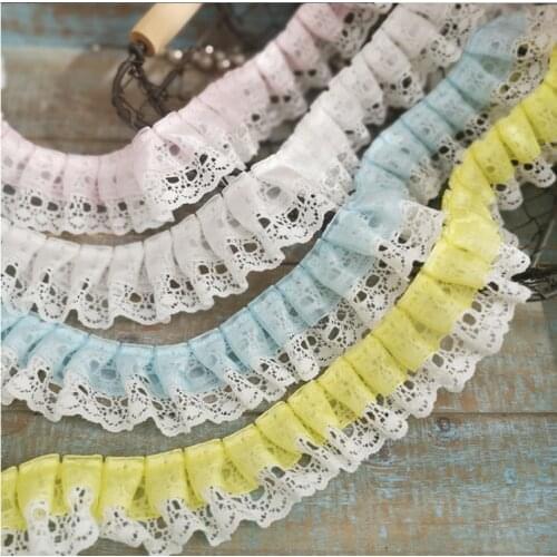 2 Yards DIY Garment Accessories Ruffle Lace Trim Exquisite Embroidery Lace Ribbon Sewing Doll Children Clothes Craft 5cm Width