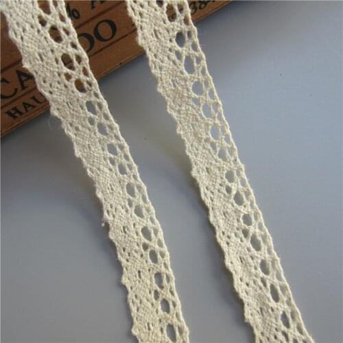20 Yards 1.5cm Beige Cotton Flower Lace Trim Ribbon Fabric Embroidered Applique Sewing Craft Crochet Wedding Dress Clothes Gift