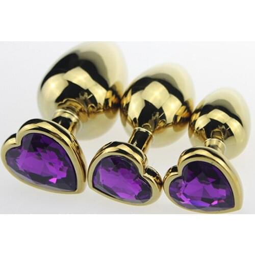 Metal 3PCS in 1 Stainless Steel Anal Butt Plug Heart Shaped Jeweled Adult Sex Toys for Woman Men Erotic Sex Products for Couples