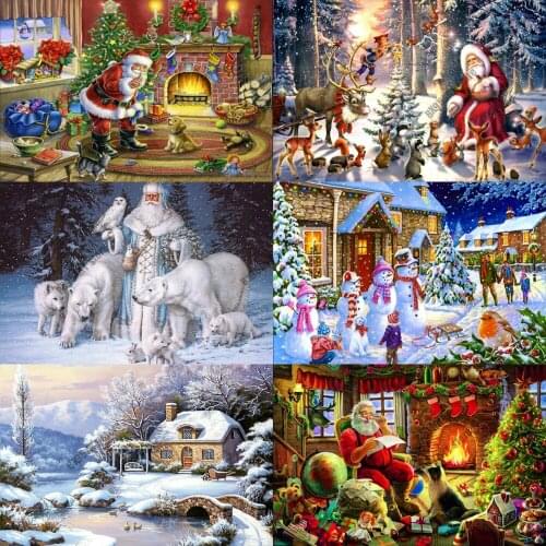 Santa Claus DIY 5D Diamond Painting Cross Stitch Kits Diamond Embroidery Full Square/Round Mosaic Christmas Snowman Home Decor