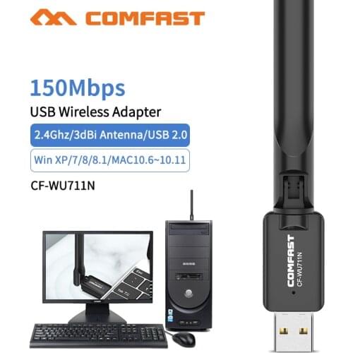 Wireless Mini USB Wifi Adapter 802.11N 150Mbps USB Receiver Antenna Dongle MT7601U Network Card For Desktop Laptop Windows MAC