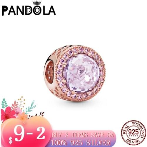 2021 new 925 Sterling Silver Sparkling Lavender Charms Beads Bracelet Fit Original Pandora Bracelet DIY Jewelry For Women