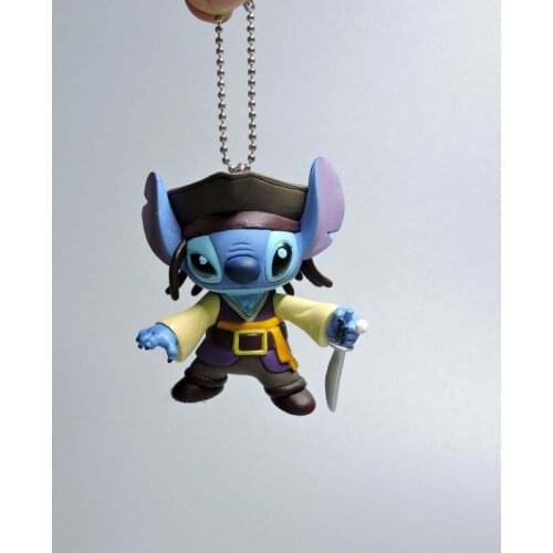 Disney Lilo and Stitch Figure Keychain Dolls Cartoon Anime Stitch cosplay pirate Keychain Doll Kid Toy Christmas Gifts Toys