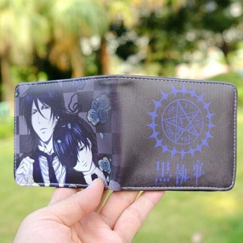Black Butler Kuroshitsuji wallet with ID card holder short PU Bi-Fold coin Purse