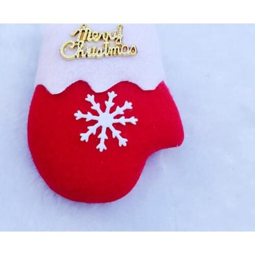 DIY Cute Christmas Series Felt Material Decoration Christmas Gloves Christmas Accessories patches 4pcs/lot-C773