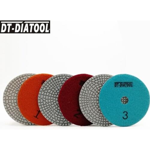 DT-DIATOOL 2sets/6pcs Dia 100mm/4" 3 Steps Wet Diamond Polishing Pads Resin Bond Sanding Discs For Marble Quartz Concrete