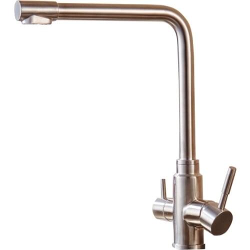 Stainless steel pull hot and cold kitchen tap vegetable basin sink tap straight drinking water purifier tap dual use