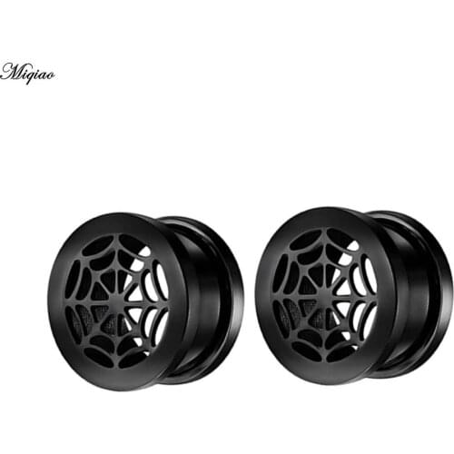 Miqiao 2pcs Fashion Explosion Style Stainless Steel Spider Web Pulley Ear Expander Exquisite Human Body Piercing Jewelry