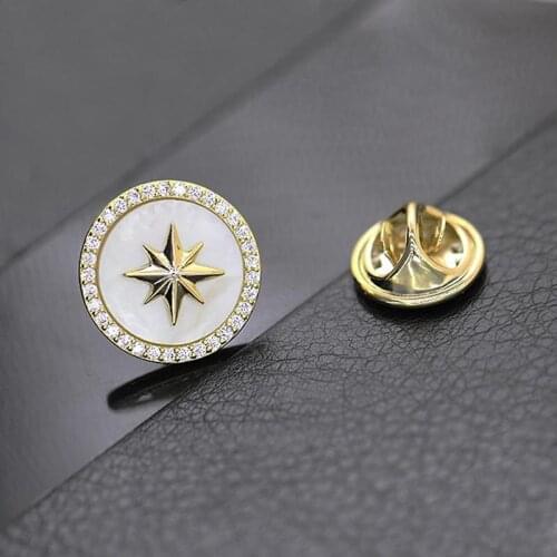 Fashion Classic Small Star Pin Metal For Clothes Accessories High Quality Cubic Zirconia Womens Brooches Jewelry