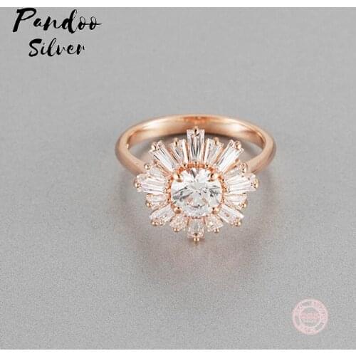 PANDOO Fashion Charm Silver Plated Original 1:1 Copy, Sun Pattern Warm Love Light Rhyme Ring Ring Female Luxury Jewelry Gifts