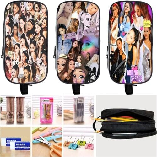 Fashion Ariana Grande Cosmetic Cases Beautiful Women Pencil Case High Quality School Pen Case Supplies Pencil Pouch Kids Gifts