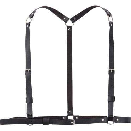 Adults Punk Bondage Role Play Men Gay PU Leather Harness Belts Adjustable Shoulder Straps Body Chest Suspenders Sword Belt Male