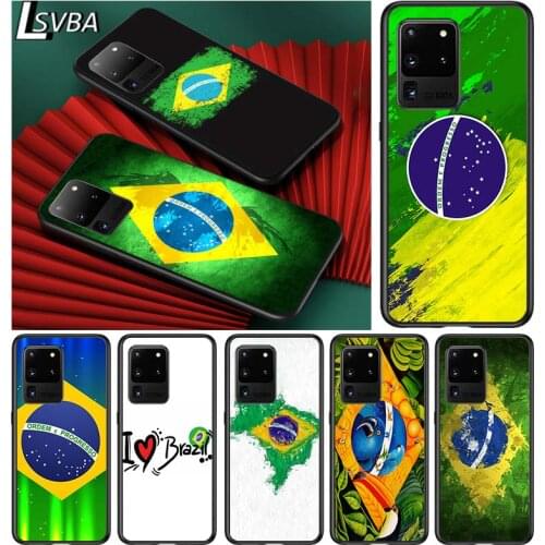 Brazil Brazilian flag for Samsung S20 FE Ultra Plus A91 A81 A71 A51 A41 A31 A21 A11 A72 A52 A12 Soft Black Phone Case