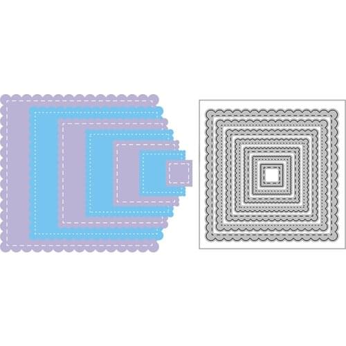 New Scalloped Stitched Square Craft Embossing Mold 2021 Metal Cutting Dies for DIY Decor Scrapbooking Album Card Making No Stamp