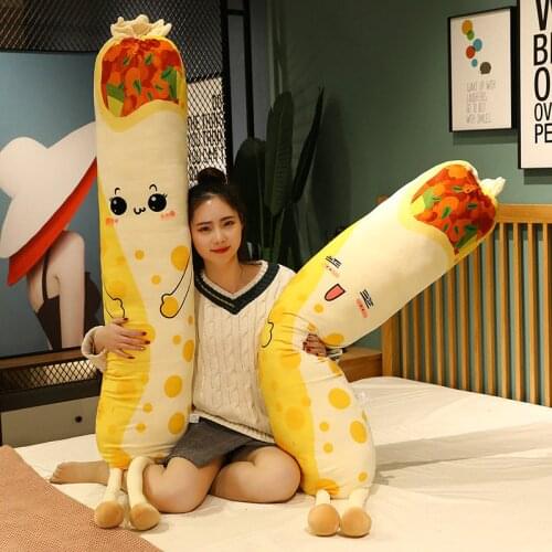100-165cm New Cute Toast Curly Plush Throw Pillow Soft Filling Long Bread Cushion Food Doll Kids Gift Home Decoration