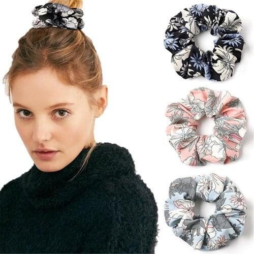 New Chiffon Printed Hair Scrunchies Women Headdress Ponytail Holder Hair Ropes Elastic Hair Bands Hair Accessoires