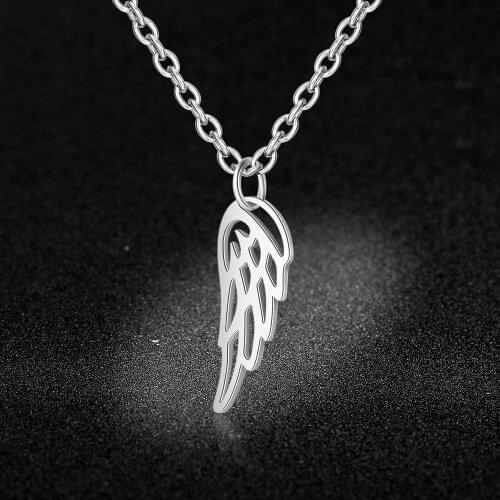 AAAAA Quality 100% Stainless Steel Angel Wing Charm Necklace for Women High Polish Never Tarnish Jewelry Necklace Wholesale