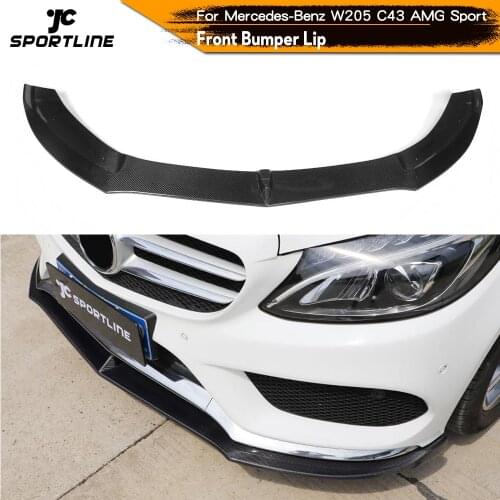 Front Bumper Lip Spoiler Splitters for Mercedes-Benz C-Class W205 C205 Coupe Sedan Sport C43 AMG 2014 - 2017 Carbon Fiber / FRP