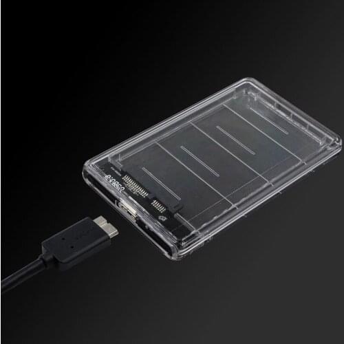 Transparent HDD Case 2.5 inch USB3.0 to Sata 3.0 Tool Free 5 Gbps Support 2TB UASP Protocol Hard Drive Enclosure caddy